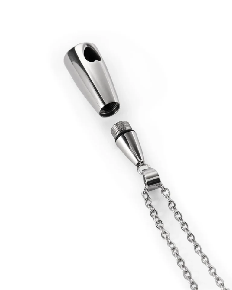 Threaded center opening and rubber gasket on teardrop urn necklace for ashes