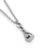 Twisted bar cremation necklace for ashes showing tapered stainless steel curves and sculpted spiral profile