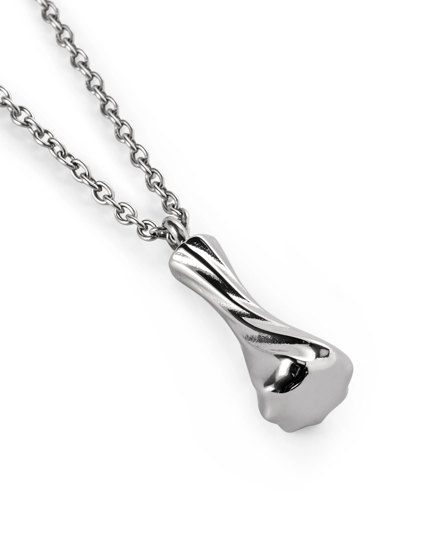 Twisted Bar Cremation Necklace for Ashes Twisted bar cremation necklace for ashes showing tapered stainless steel curves and sculpted spiral profile