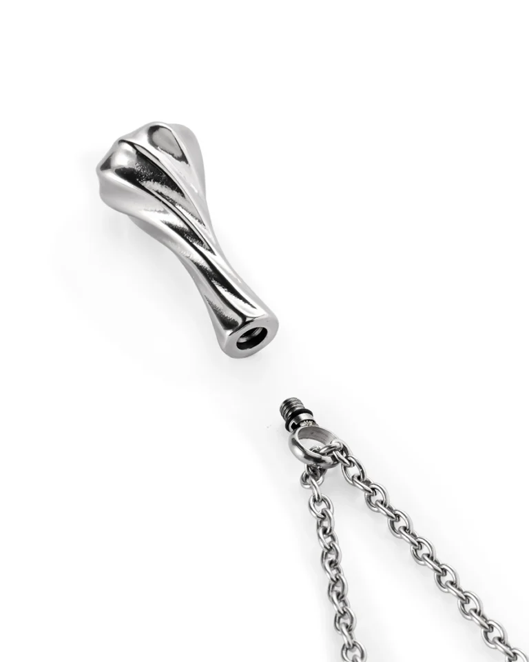 Screw-in Top Bail with rubber gasket on twisted bar cremation necklace for ashes