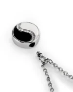 Screw-in Top Bail and rubber gasket on Yin Yang cremation necklace for ashes
