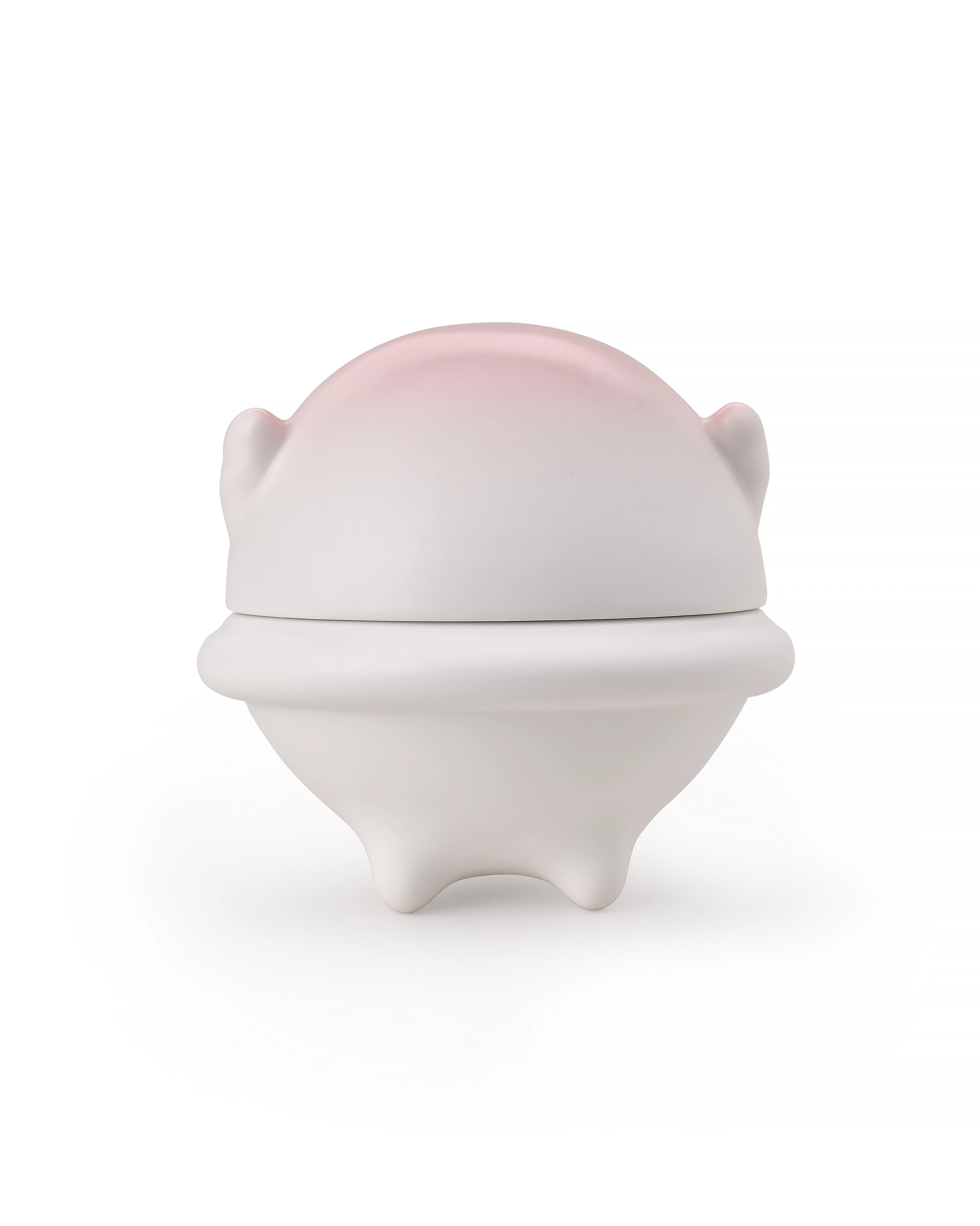 Pink & White Ceramic Pet Urn Pink and white ceramic pet urn with a domed animal-shaped cover and short sculpted feet